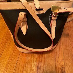 Dooney & Bourke Black Canvas & Leather Trim Tote Bag